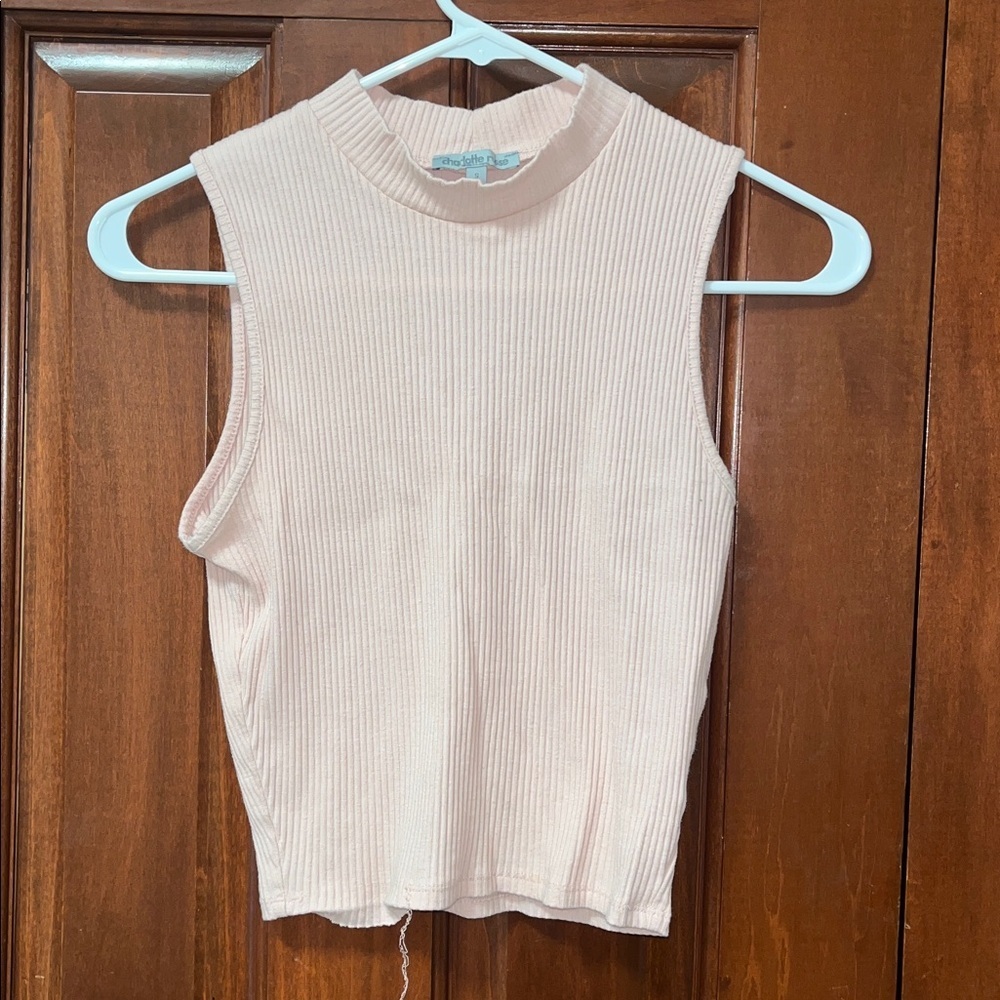 Charlotte Russe Naked Wardrobe Ribbed Muscle Tee in Light Pink
